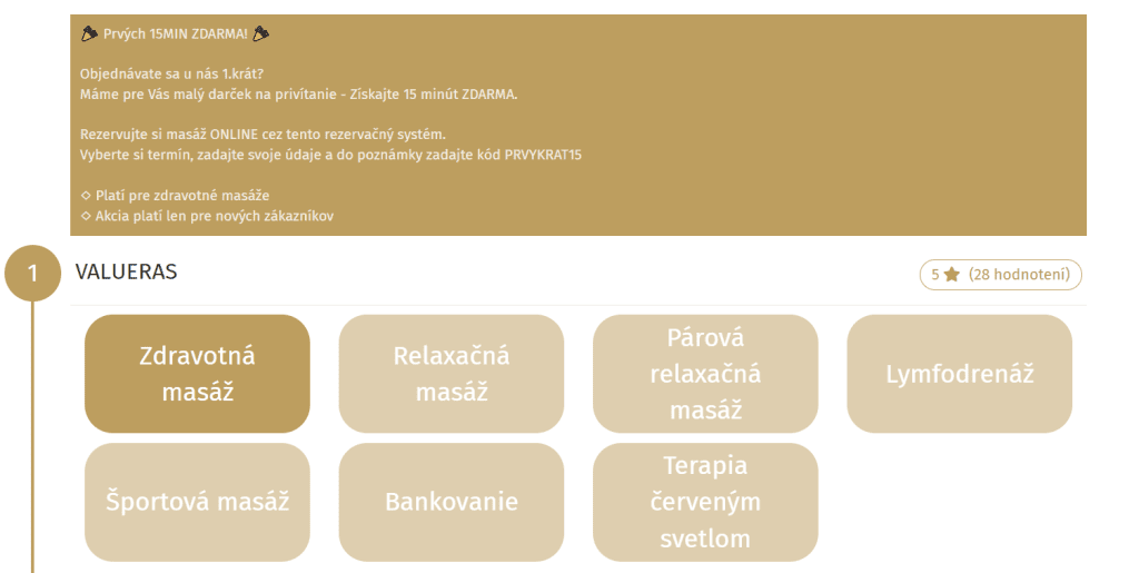 Valueras - Ponuka masáží